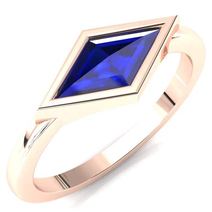 Londyn Lozenge Center Bezel Set Engagement Ring Fire Brilliance Rings
