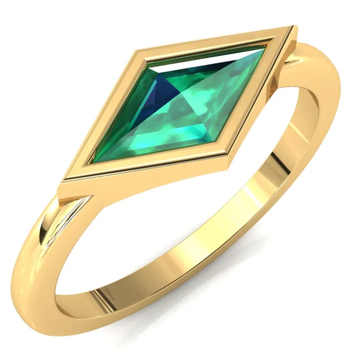 Londyn Lozenge Center Bezel Set Engagement Ring Fire Brilliance Rings