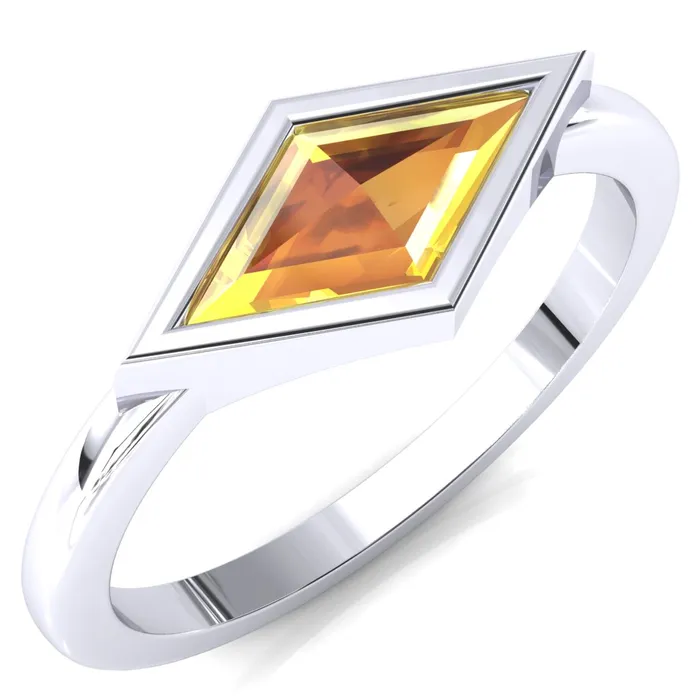 Londyn Lozenge Center Bezel Set Engagement Ring Fire Brilliance Rings