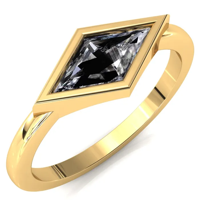 Londyn Lozenge Center Bezel Set Engagement Ring Fire Brilliance Rings