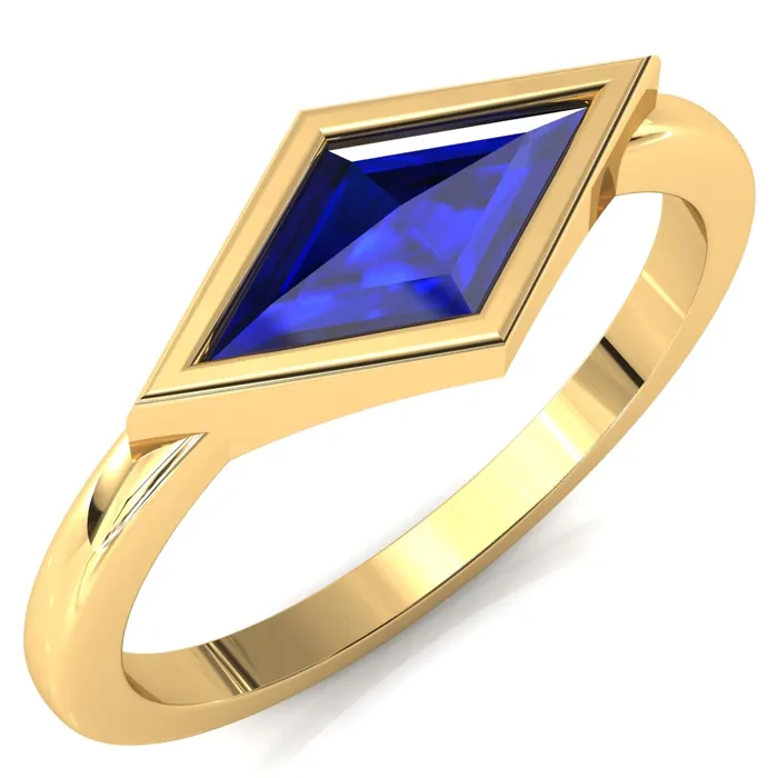 Londyn Lozenge Center Bezel Set Engagement Ring Fire Brilliance Rings