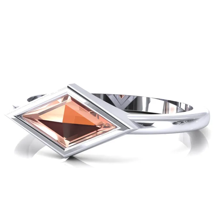 Londyn Lozenge Center Bezel Set Engagement Ring Fire Brilliance Rings