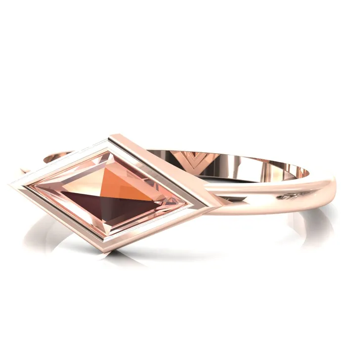 Londyn Lozenge Center Bezel Set Engagement Ring Fire Brilliance Rings