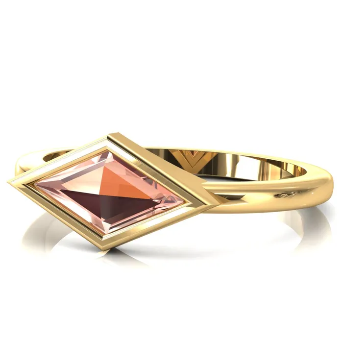 Londyn Lozenge Center Bezel Set Engagement Ring Fire Brilliance Rings