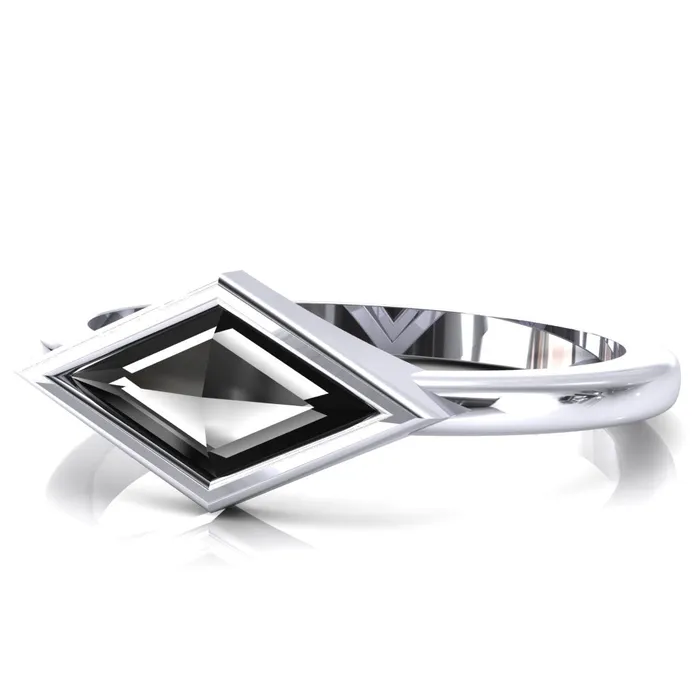 Londyn Lozenge Center Bezel Set Engagement Ring Fire Brilliance Rings