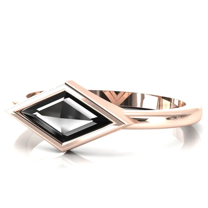 Londyn Lozenge Center Bezel Set Engagement Ring Fire Brilliance Rings