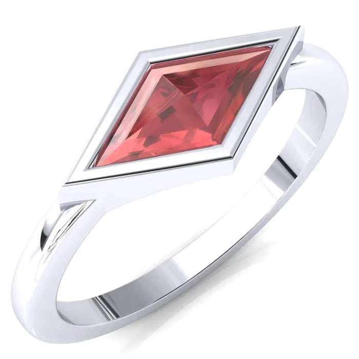 Londyn Lozenge Center Bezel Set Engagement Ring Fire Brilliance Rings