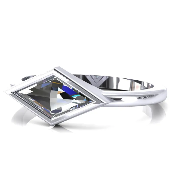 Londyn Lozenge Center Bezel Set Engagement Ring Fire Brilliance Rings