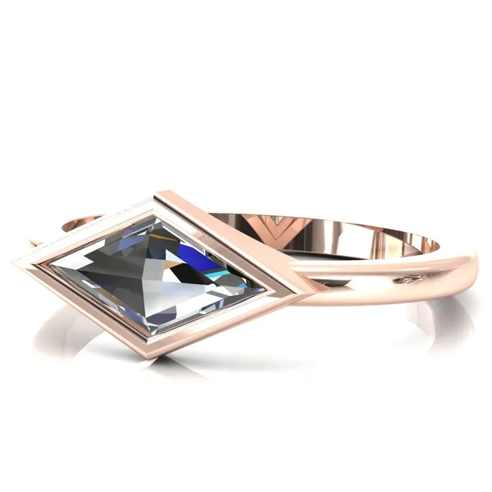 Londyn Lozenge Center Bezel Set Engagement Ring Fire Brilliance Rings
