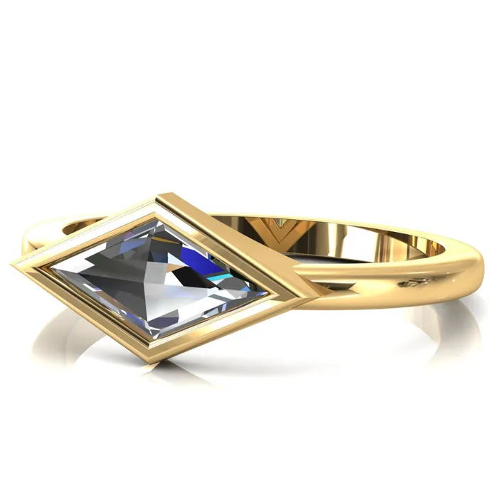 Londyn Lozenge Center Bezel Set Engagement Ring Fire Brilliance Rings