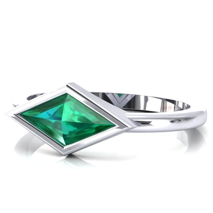 Londyn Lozenge Center Bezel Set Engagement Ring Fire Brilliance Rings