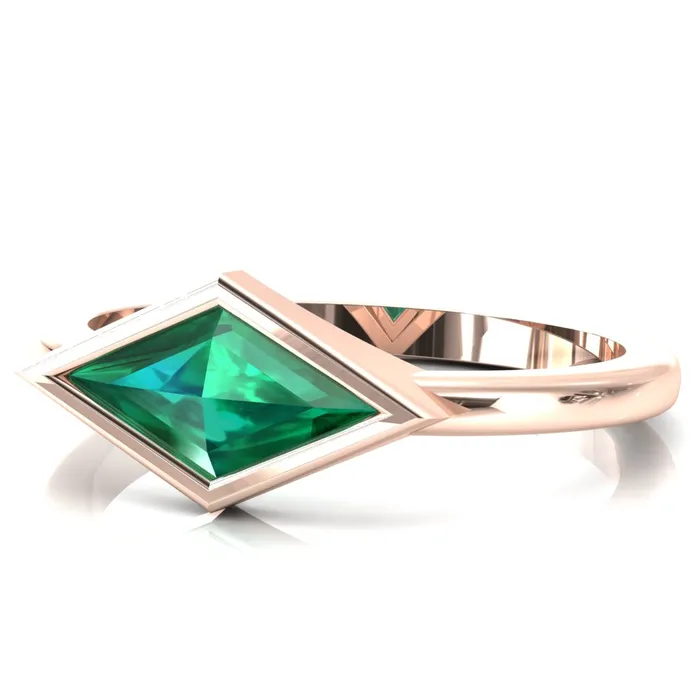 Londyn Lozenge Center Bezel Set Engagement Ring Fire Brilliance Rings