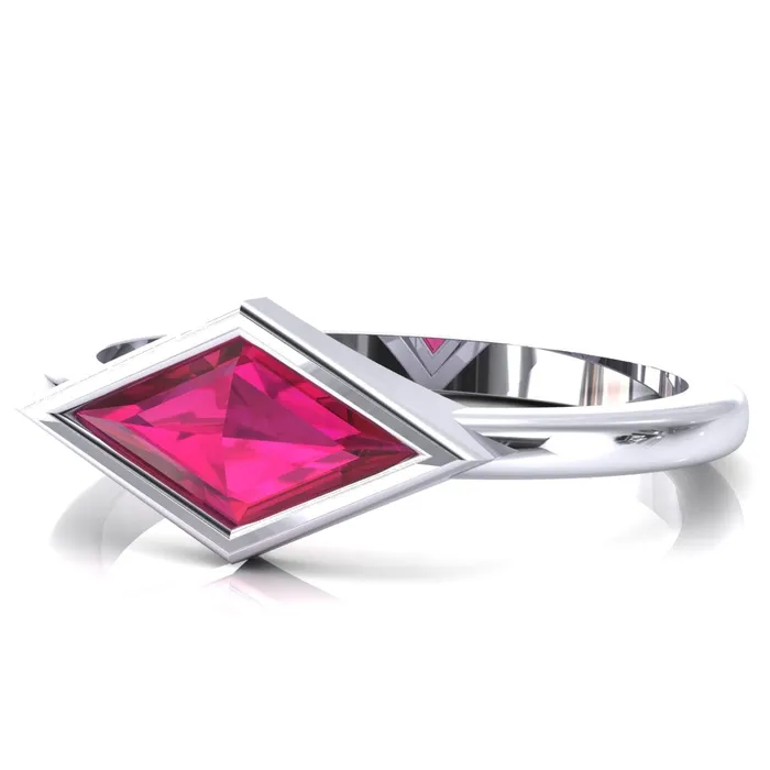 Londyn Lozenge Center Bezel Set Engagement Ring Fire Brilliance Rings