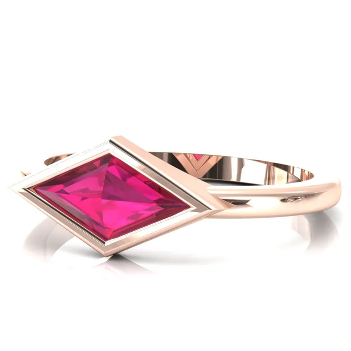 Londyn Lozenge Center Bezel Set Engagement Ring Fire Brilliance Rings