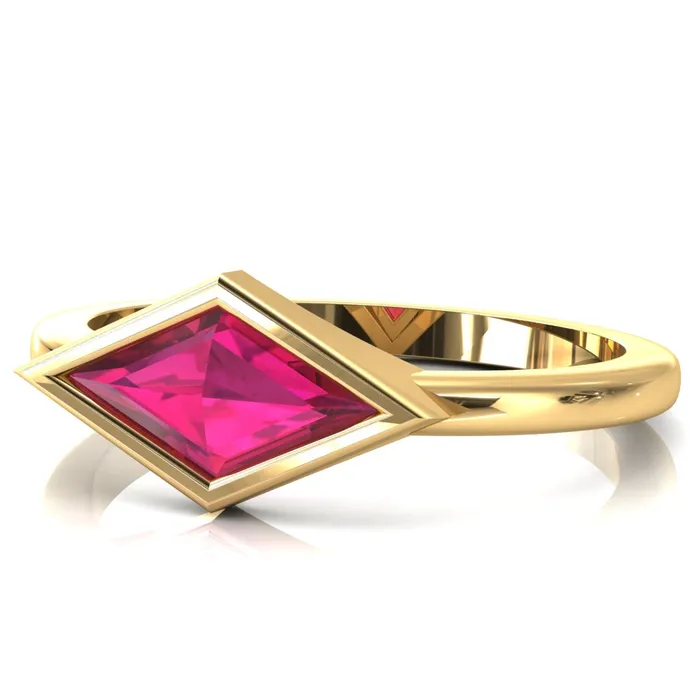 Londyn Lozenge Center Bezel Set Engagement Ring Fire Brilliance Rings
