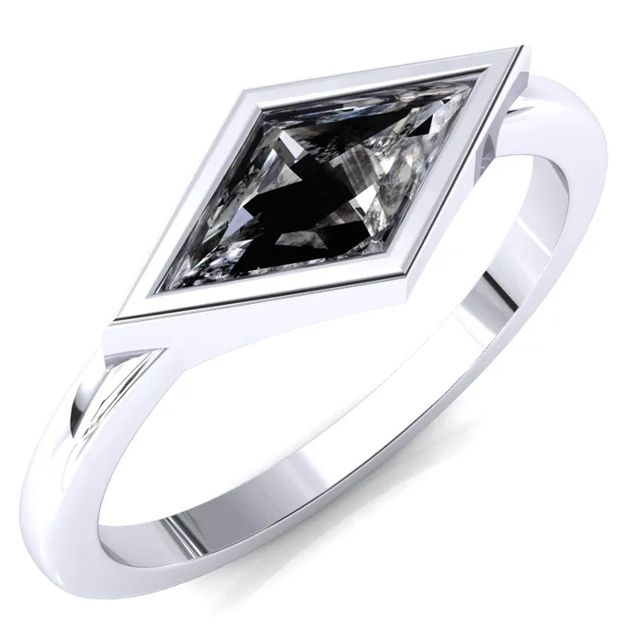 Londyn Lozenge Center Bezel Set Engagement Ring Fire Brilliance Rings