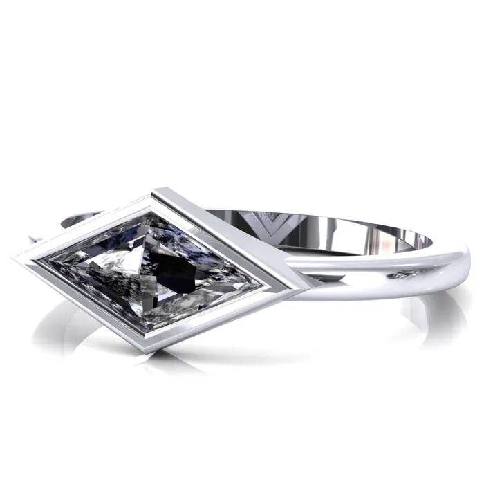 Londyn Lozenge Center Bezel Set Engagement Ring Fire Brilliance Rings