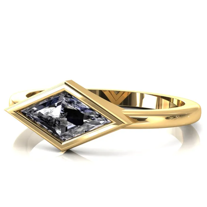 Londyn Lozenge Center Bezel Set Engagement Ring Fire Brilliance Rings