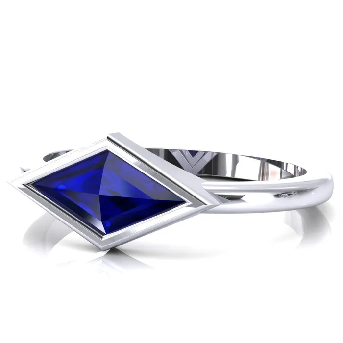 Londyn Lozenge Center Bezel Set Engagement Ring Fire Brilliance Rings
