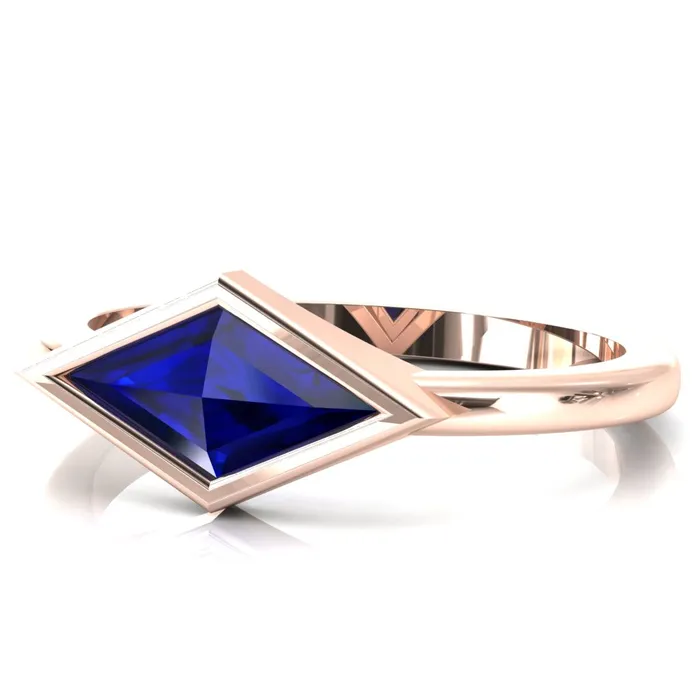 Londyn Lozenge Center Bezel Set Engagement Ring Fire Brilliance Rings