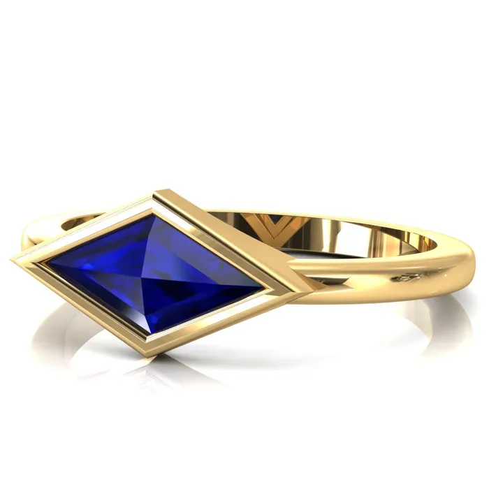 Londyn Lozenge Center Bezel Set Engagement Ring Fire Brilliance Rings