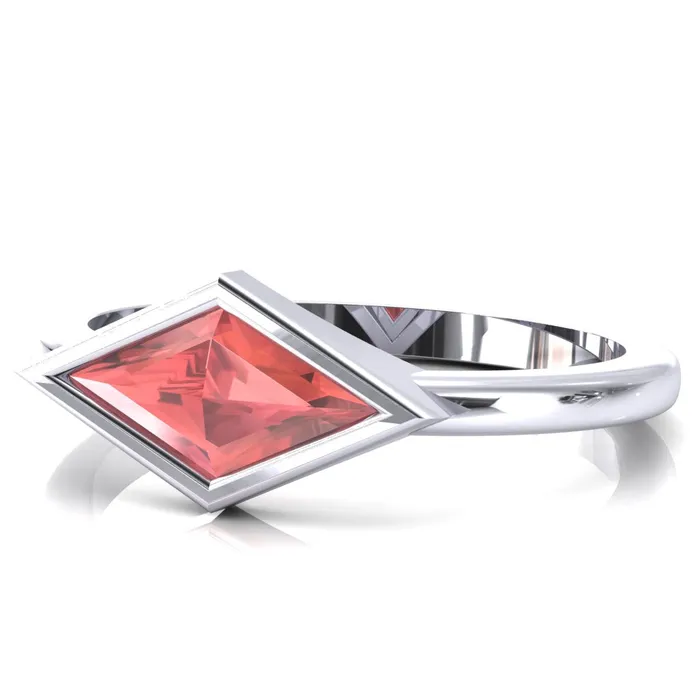 Londyn Lozenge Center Bezel Set Engagement Ring Fire Brilliance Rings