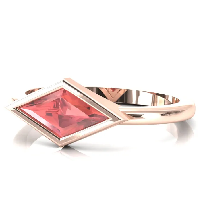 Londyn Lozenge Center Bezel Set Engagement Ring Fire Brilliance Rings