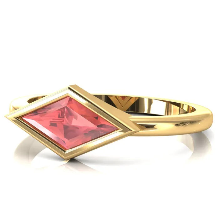 Londyn Lozenge Center Bezel Set Engagement Ring Fire Brilliance Rings