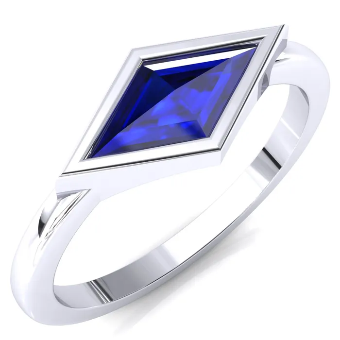 Londyn Lozenge Center Bezel Set Engagement Ring Fire Brilliance Rings