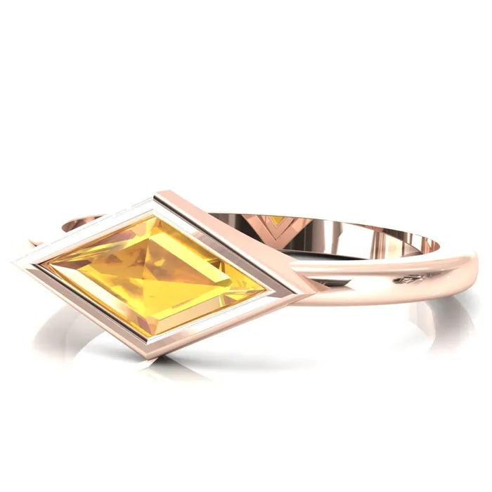 Londyn Lozenge Center Bezel Set Engagement Ring Fire Brilliance Rings