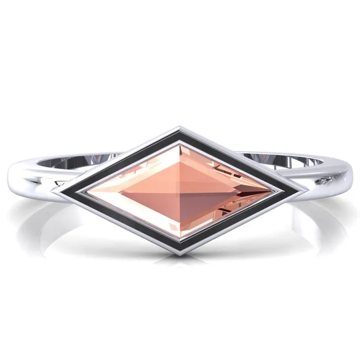 Londyn Lozenge Center Bezel Set Engagement Ring Fire Brilliance Rings
