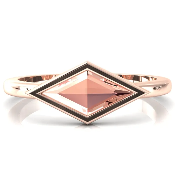 Londyn Lozenge Center Bezel Set Engagement Ring Fire Brilliance Rings