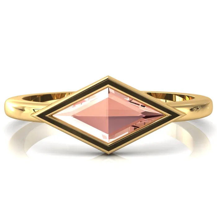Londyn Lozenge Center Bezel Set Engagement Ring Fire Brilliance Rings