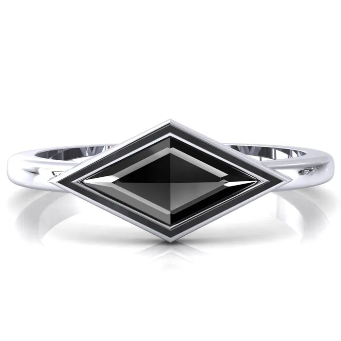 Londyn Lozenge Center Bezel Set Engagement Ring Fire Brilliance Rings