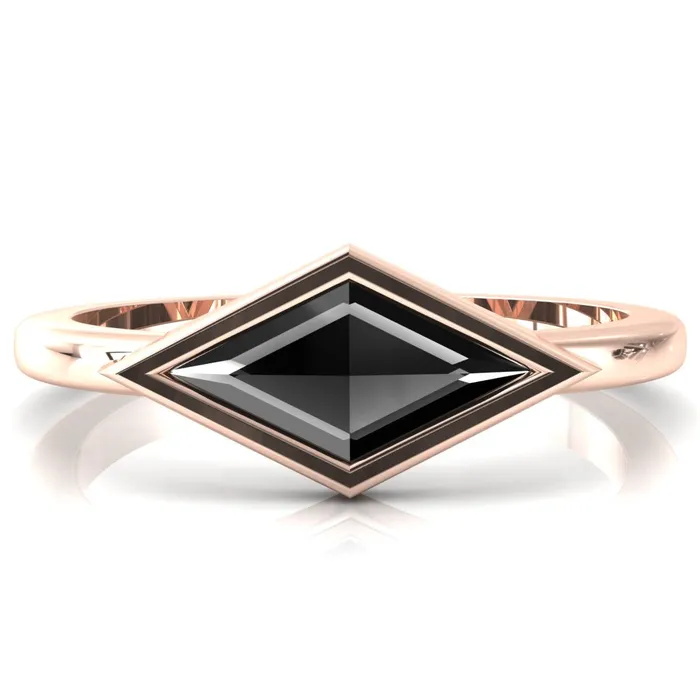 Londyn Lozenge Center Bezel Set Engagement Ring Fire Brilliance Rings