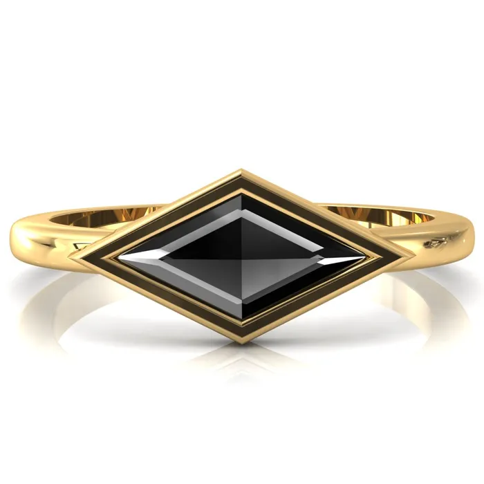 Londyn Lozenge Center Bezel Set Engagement Ring Fire Brilliance Rings