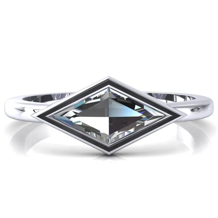 Londyn Lozenge Center Bezel Set Engagement Ring Fire Brilliance Rings