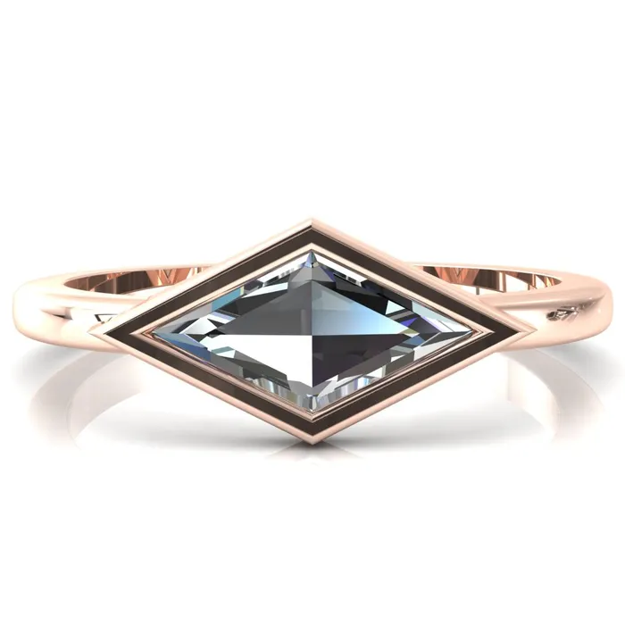 Londyn Lozenge Center Bezel Set Engagement Ring Fire Brilliance Rings