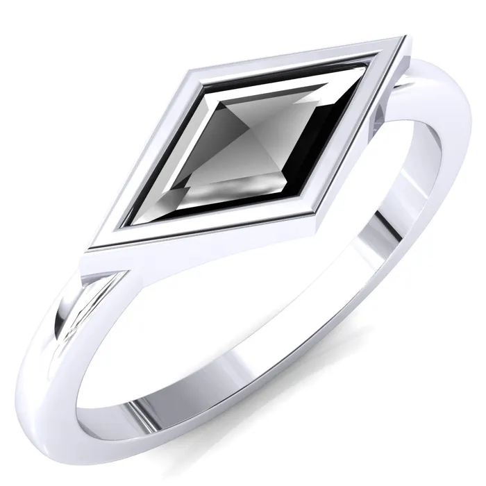 Londyn Lozenge Center Bezel Set Engagement Ring Fire Brilliance Rings