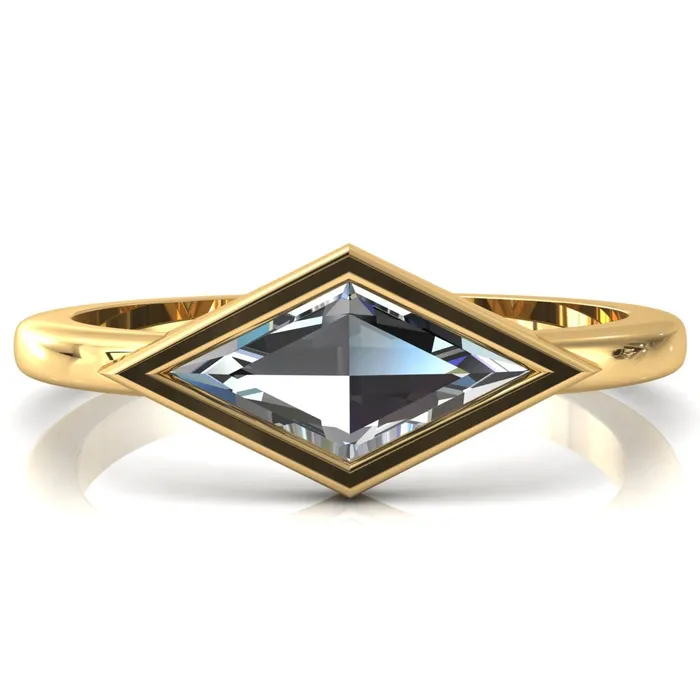 Londyn Lozenge Center Bezel Set Engagement Ring Fire Brilliance Rings