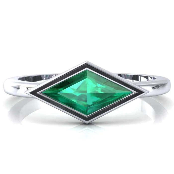 Londyn Lozenge Center Bezel Set Engagement Ring Fire Brilliance Rings