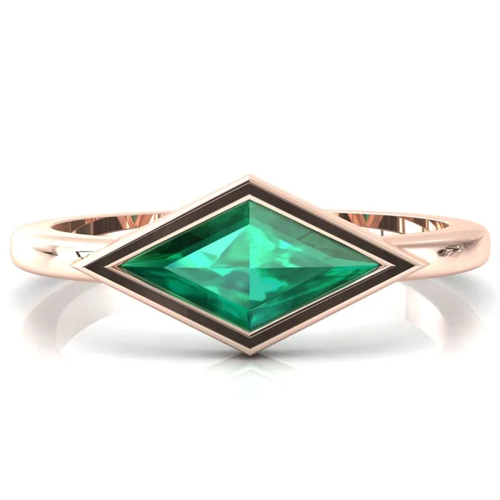 Londyn Lozenge Center Bezel Set Engagement Ring Fire Brilliance Rings