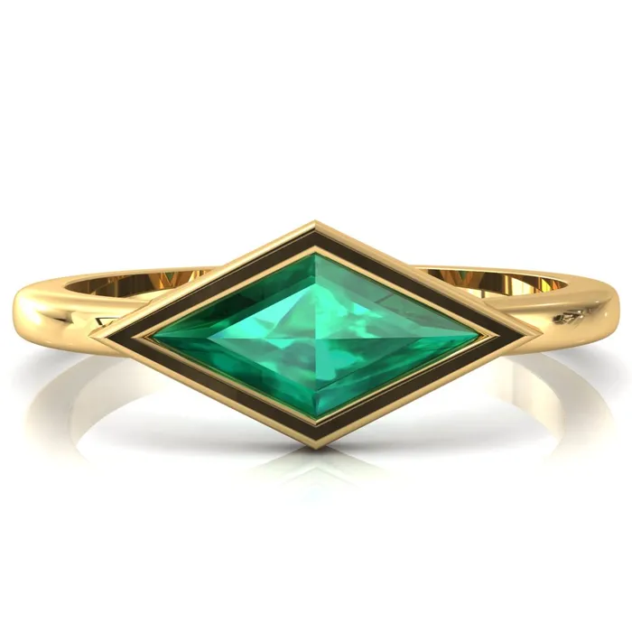 Londyn Lozenge Center Bezel Set Engagement Ring Fire Brilliance Rings