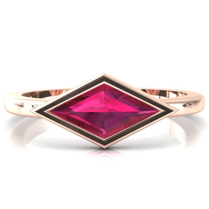 Londyn Lozenge Center Bezel Set Engagement Ring Fire Brilliance Rings