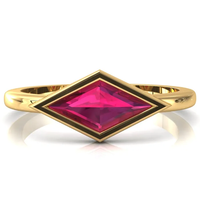 Londyn Lozenge Center Bezel Set Engagement Ring Fire Brilliance Rings