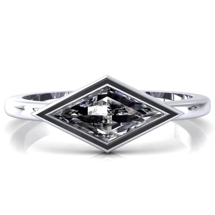 Londyn Lozenge Center Bezel Set Engagement Ring Fire Brilliance Rings