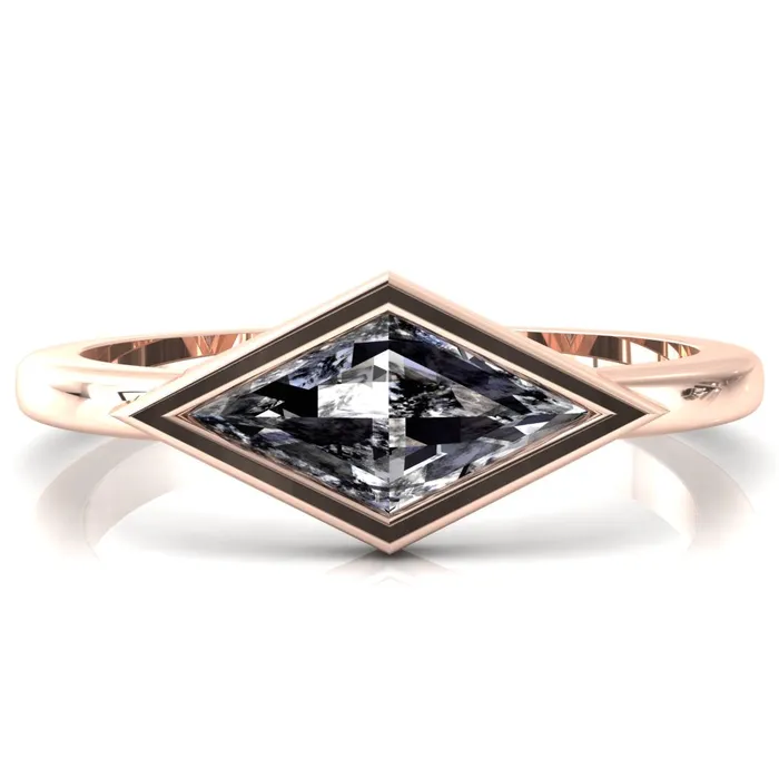 Londyn Lozenge Center Bezel Set Engagement Ring Fire Brilliance Rings