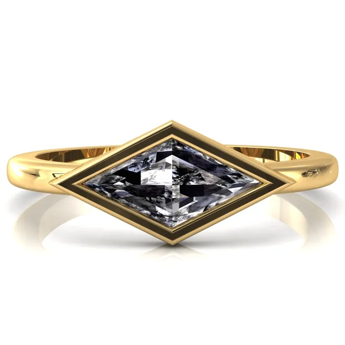 Londyn Lozenge Center Bezel Set Engagement Ring Fire Brilliance Rings