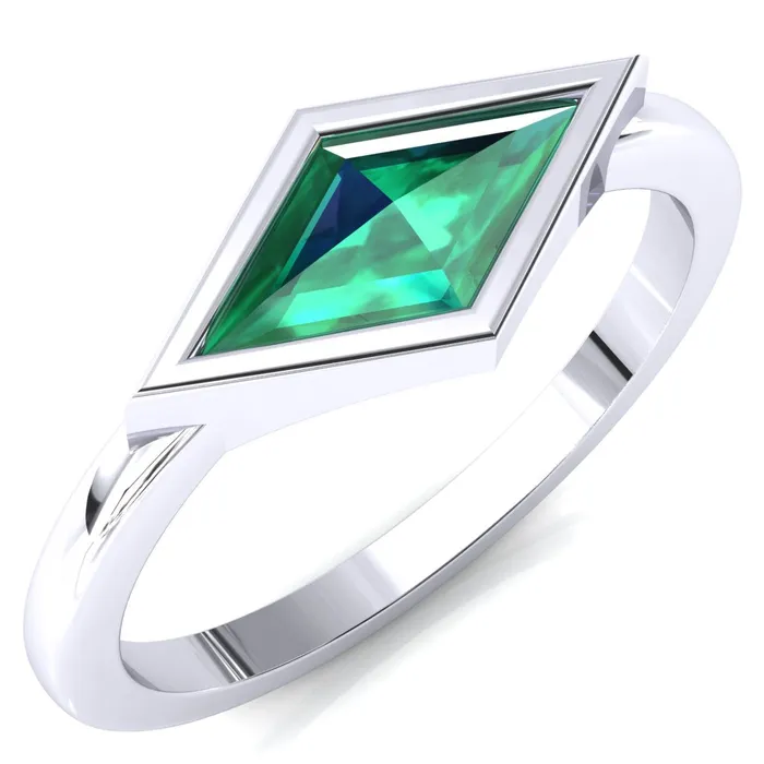 Londyn Lozenge Center Bezel Set Engagement Ring Fire Brilliance Rings