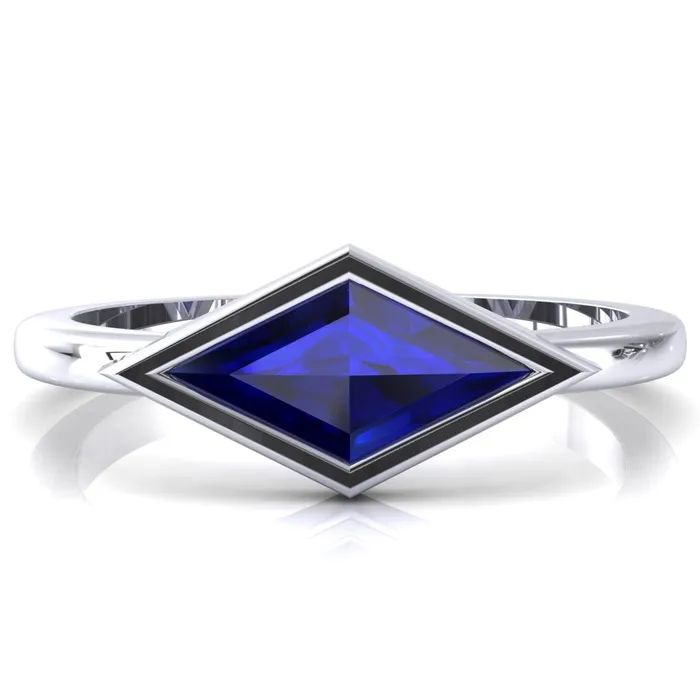 Londyn Lozenge Center Bezel Set Engagement Ring Fire Brilliance Rings